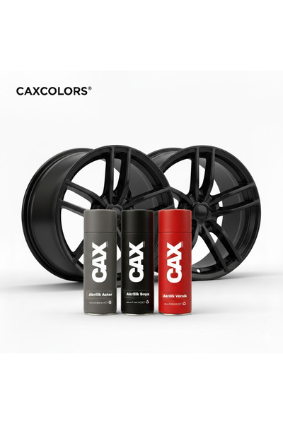 caxcolors Mat Siyah Jant Boyama Seti - 3'lü Avantajlı Paket (Akrilik Astar + ...