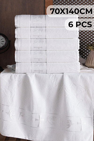 DNZGÜLCAN Eros Patterned 6-Piece 70X140 Jacquard 100% Cotton Towel – Bath Tow...