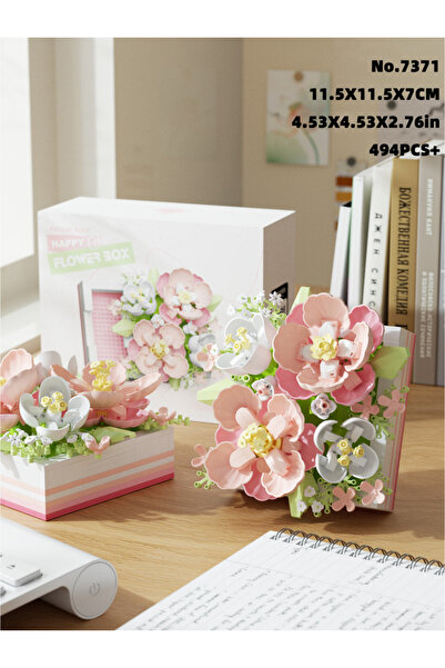 Choice 7371 Pink flower 5 types of flower box building blocks everlasting flo...