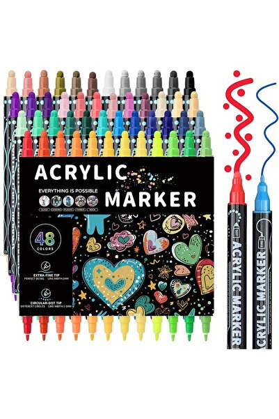 Choice 48 colors Dual Tip Acrylic Pens Markers, Double Tip Premium Acrylic Ma...