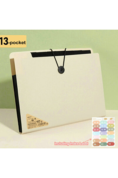 choice2 13pocket Beige Expanding File Folder A4 Paper Organizer Classificatio...