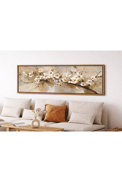 woodhomeworks Tek Parça Gerçek Ahşap Yatay Panorama Çerçeveli Tablo kayısı çi...