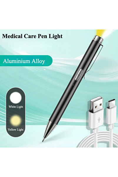 Choice قلم إضاءة محمول أسود 2 في 1، مزود ببطارية مدمجة، مصباح يدوي طبي، قلم إ...