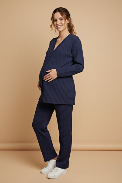 Miss Dünya Lissa Serena Mom Fit Front Buttoned V-Neck Quilted Top and Bottom ...