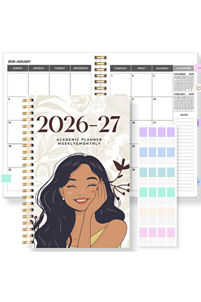 Choice4 مخطط بورغندي 2026-2027، مقاس A5، أسبوعي وشهري - من يناير 2026 إلى ديس...