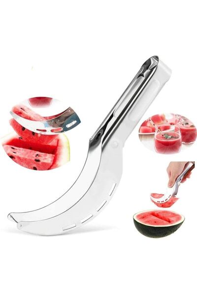 Smart Kitchen Watermelon Slicer, Stainless Steel, Safe No Sharp Edges, for Pa...