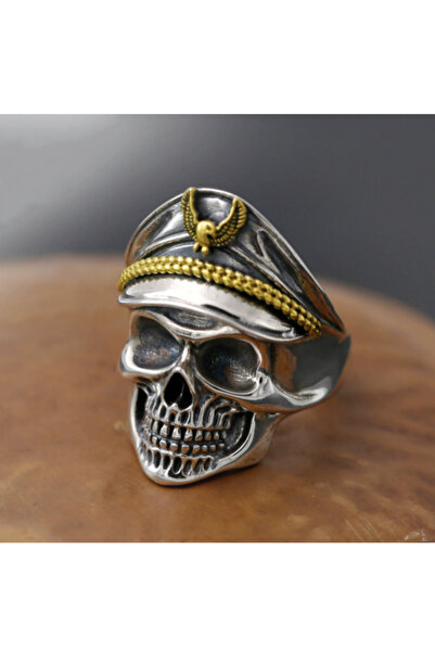 TakıLabirenti Gotik Kafatası Yüzük Erkek Yüzük, iskelet yüzük, denizci yüzüğü...