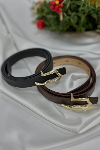 CHUL Büyük Beden Kadın 2'li Solis Kemer - Acı Kahve & Siyah - 2 CM