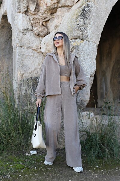 bytugcekaya Mink Velvet Triple Zipper Set