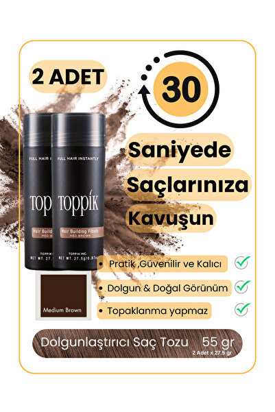 Topik Ms 2'li AVANTAJ PAKETİ - Saç Fiberi Dolgunlaştırıcı Toz & Seyrek Saç Ka...