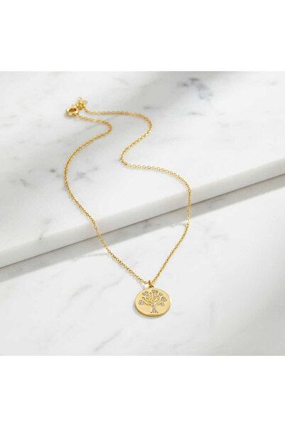 HOBİSY GIFT SHOP قلادة شجرة الحياة من الزركون الذهبي للنساء - الطاقة للحظ وال...