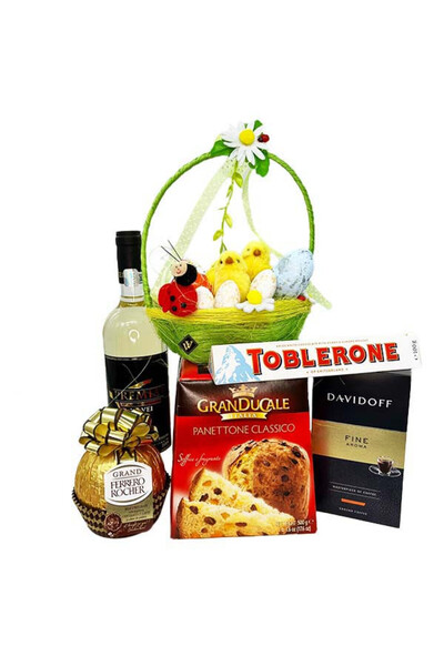 velve Pachet HappyEaster, cosulet, Grand Ferrero Rocher, vin, Toblerone, cafe...
