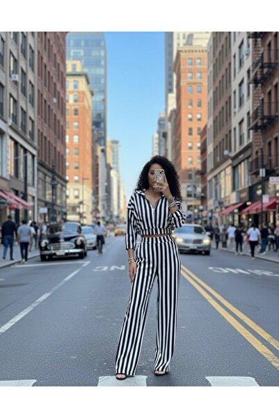 DRESSIFY WOMEN’S FASHION Women's Stripe Detail Velvet Fabric Cardigan Pants D...