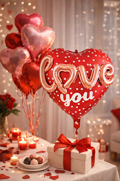 OEM Baloane folie inimă roșie 3D “Love” 52x48 cm, set 2 buc (Valentine’s Day)