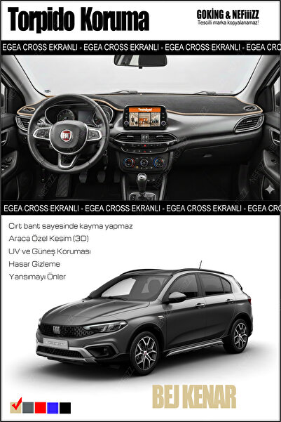 NEFİİİZZ Fiat Egea Cross Torpido Koruyucu Ekranlı Modele Özel 2015 - 2026 Ara...