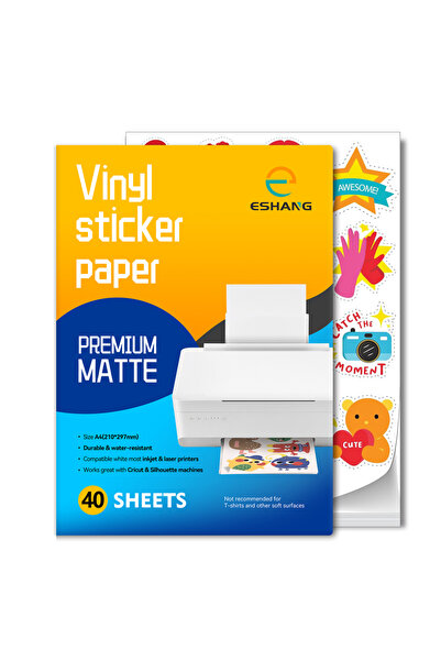 choice2 40 ورقة غير لامعة مقاس A4 (8.3 × 11.7 بوصة) - ورق لاصق فينيل أبيض غير...