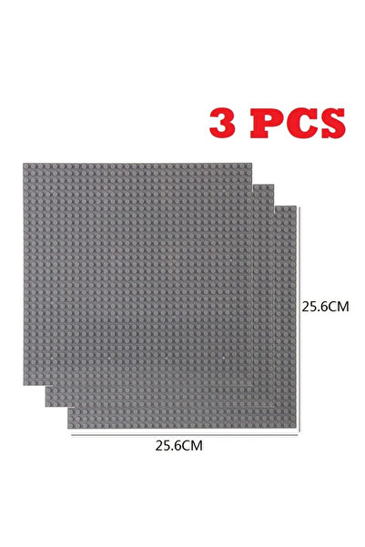 choice2 قاعدة بناء كلاسيكية من الطوب الرمادي الداكن، 3 قطع، مقاس 32×32، بنقاط...