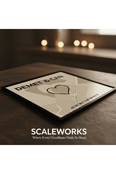 ScaleWorks Kişiye Özel "Harita" Tasarımlı Işıklı Gece Lambası [10x10cm] - Sev...