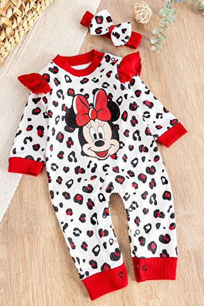 Babymod Figured Bandana Cotton Baby Girl Jumpsuit Red