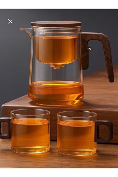 MİMOZA PARK إبريق شاي سحري من الزجاج البوروسيليكات سعة 720 مل مع إبريق أكاسيا...