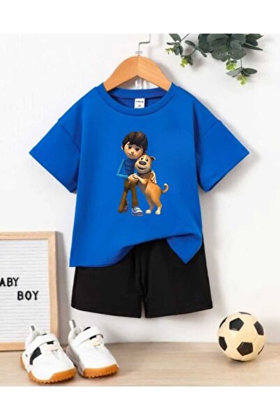 Nice Clothes Children's Tracksuit Set Hooded Unisex Dog Print with Ribbon