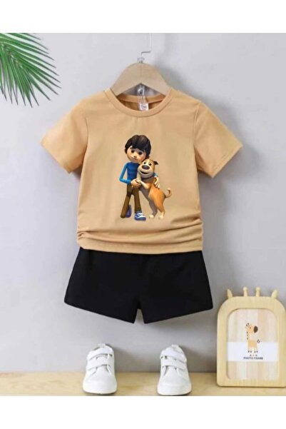 Nice Clothes Children's Tracksuit Set Hooded Unisex Dog Print with Ribbon