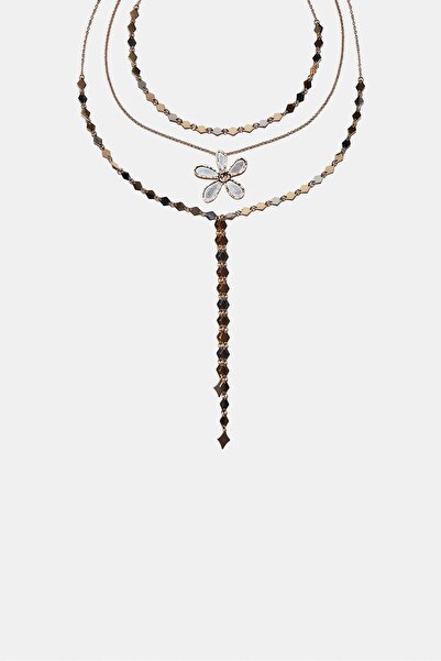 Stradivarius مجموعة من 3 قلادات زهور على شكل لاريات