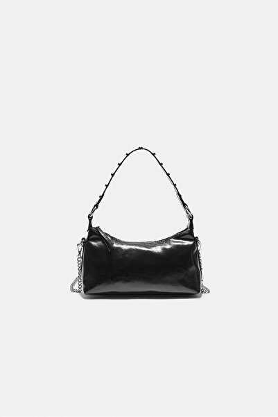 Stradivarius Studded half-moon shoulder bag