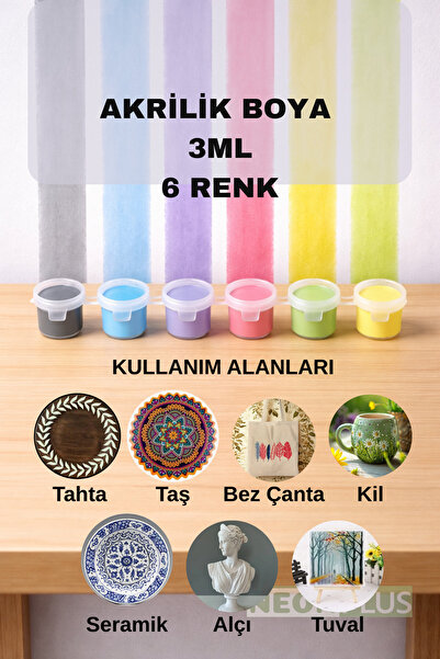 NEON PLUS Akrilik Boya Chalky Renk 3ml (6 Renk)