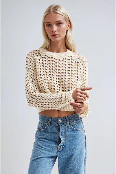 Lijuri Mesh Detailed Knitted Sweater 1395