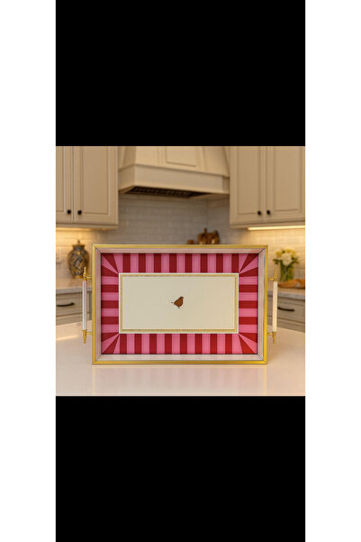 Doğal Desenli Lüx Tepsi / Çay Kahve Sunum Tepsisi