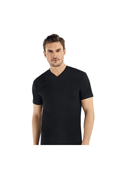 Şahinler Men'S, Black, 100% Cotton, Short Sleeve, V-Neck 6-Pack Undershirts
