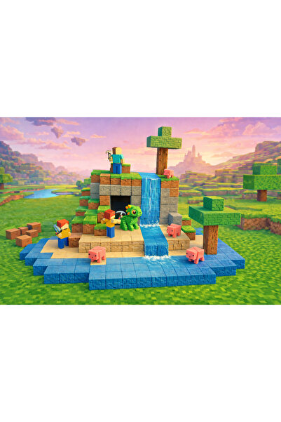 Home Blok Temalı Hayal Dünyası Oyun Seti – Mini Diorama 72 Adet küp , 3 Adet ...