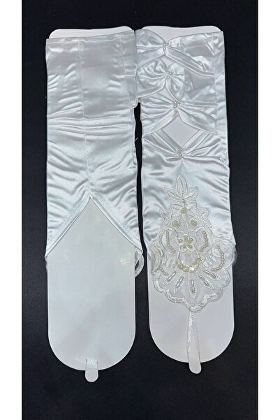 Banuta Women's gray satin wedding gloves, one size fits all