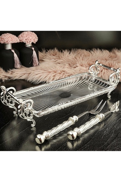 hediye Esterhomedecor Glass Serving Plate 37*20cm