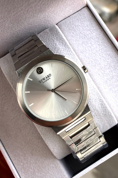 Reward ساعة يد رجالية أصلية بضمان لمدة عامين مع سوار فولاذي وعلبة