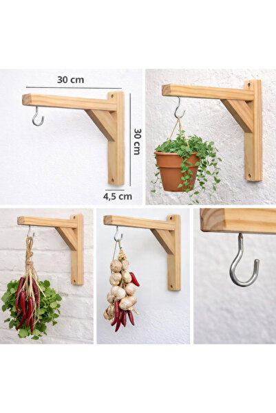 sgeteknoloji حامل تعليق للحائط مصنوع من الخشب الطبيعي - ديكور للشرفة والحديقة...
