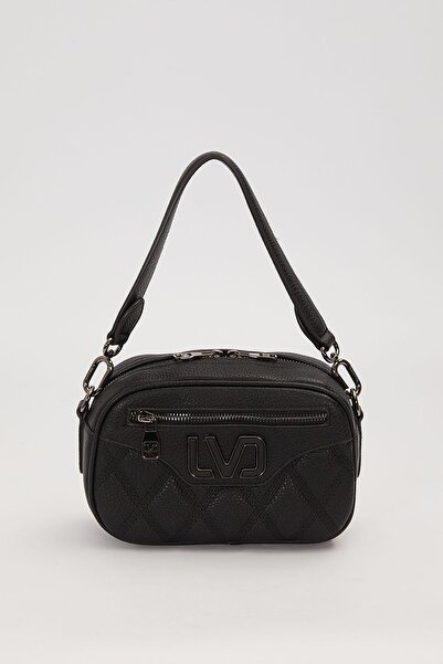 Levidor Γυναικεία τσάντα ώμου με διπλό λουράκι με καπιτονέ μοτίβο και λεπτομέ...