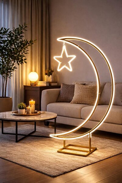 Generic LED Moon Star Floor Lamp – Ramadan & Eid Decorative Light