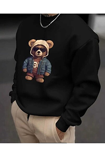 Hunors Sportswear & Company سترة رياضية بياقة دائرية للجنسين مع طباعة دب