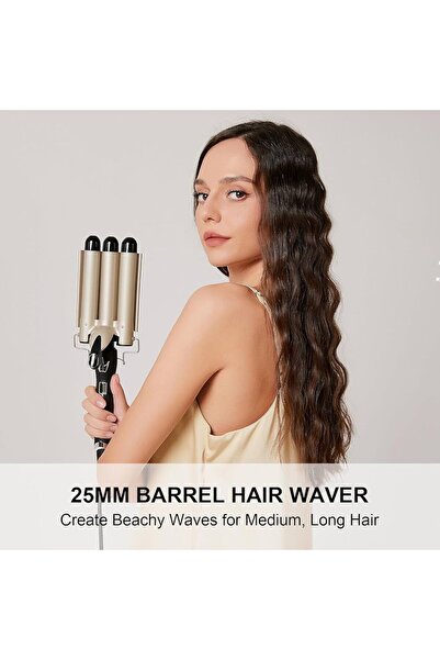 ROHS 3-cylinder hair curler Ceramic technology with tourmaline Adjustable tem...