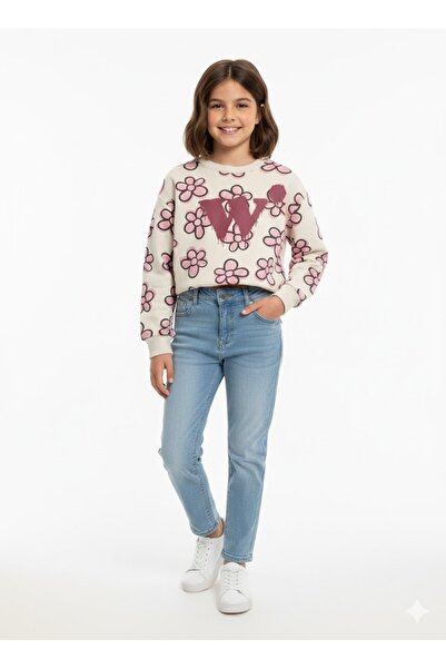 kikiriktekstil Суитшърт с флорален десен, 100% памук , свободна кройка за мом...