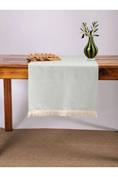 NDC HOME Τραπεζομάντιλο Premium Linen Sage Green Tasseled Runner (45 x 150)