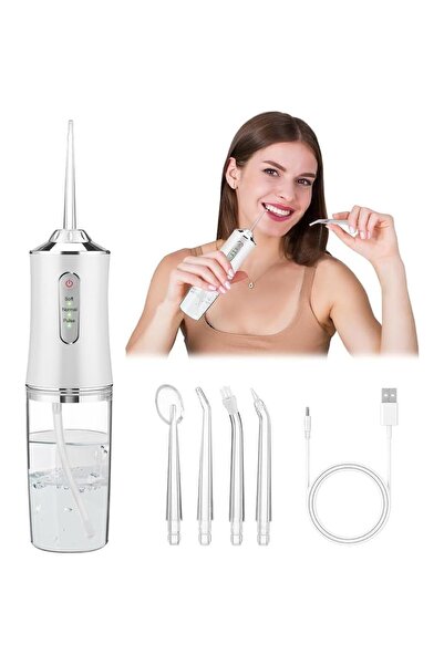 AyrStore Kablosuz Ağız Duşu, Su Flosser Elektrikli, 3 Mod ve 4 Başlıklı, Ağız...