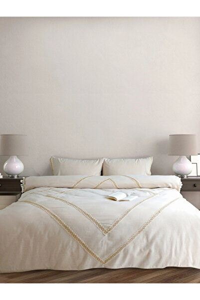 NDC HOME Set cuvertură dublu din dantelă din iuta din in brut