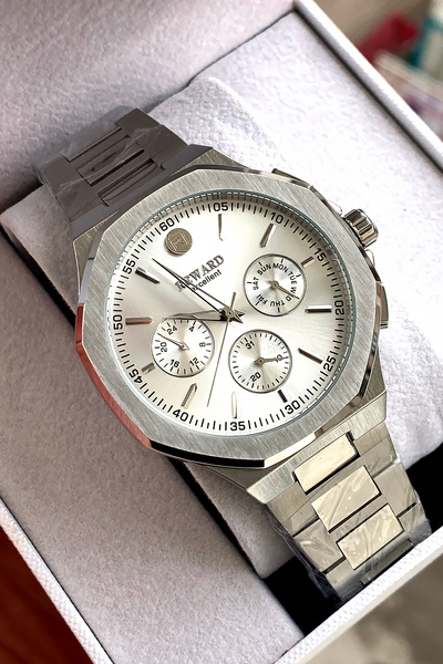 Reward ساعة يد رجالية أصلية بضمان لمدة عامين مع سوار فولاذي وعلبة