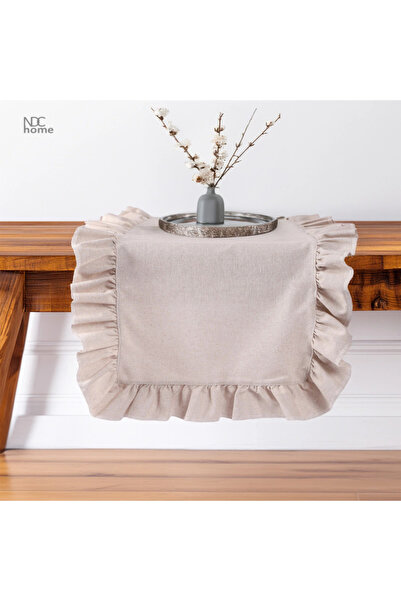 NDC HOME Τραπεζομάντηλο Runner από λινό μπεζ με βολάν