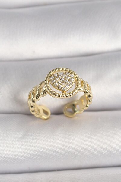 Inure Jewelry النحاس الذهب اللون قابل للتعديل الزركون حجر القلب نموذج خاتم ال...