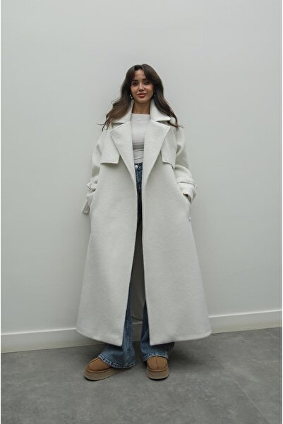 Havoş Λευκό παλτό Vorkuta με ζώνη