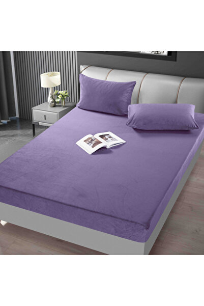 JOJO Elastic Bed Cover + 2 Velvet Pillowcases - Purple